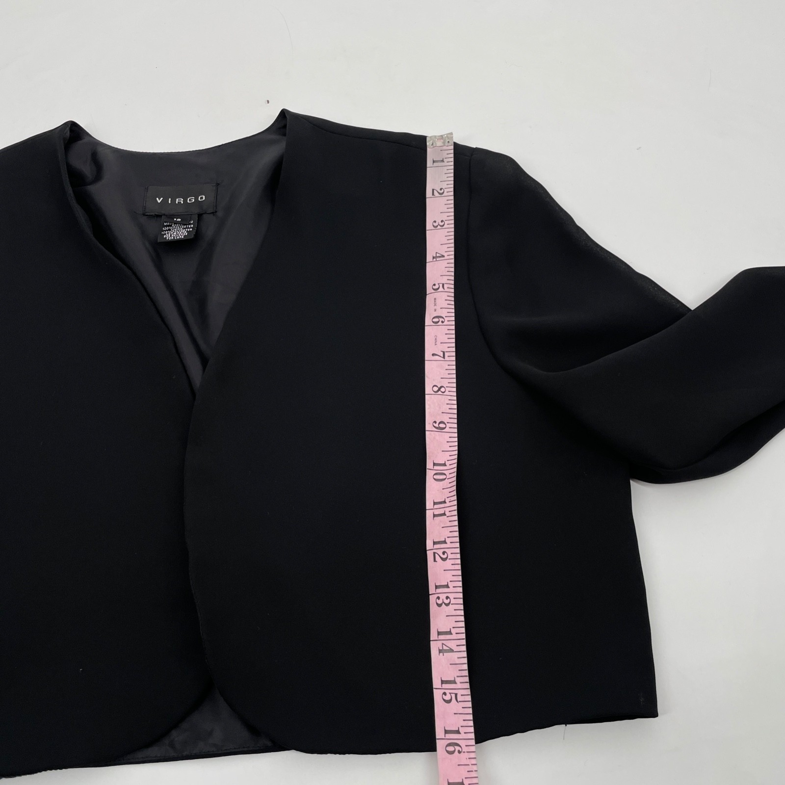 VTG Virgo women’s 12 Black Chiffon A-Line 2pc Dress set Scoop Neck bolero jacket