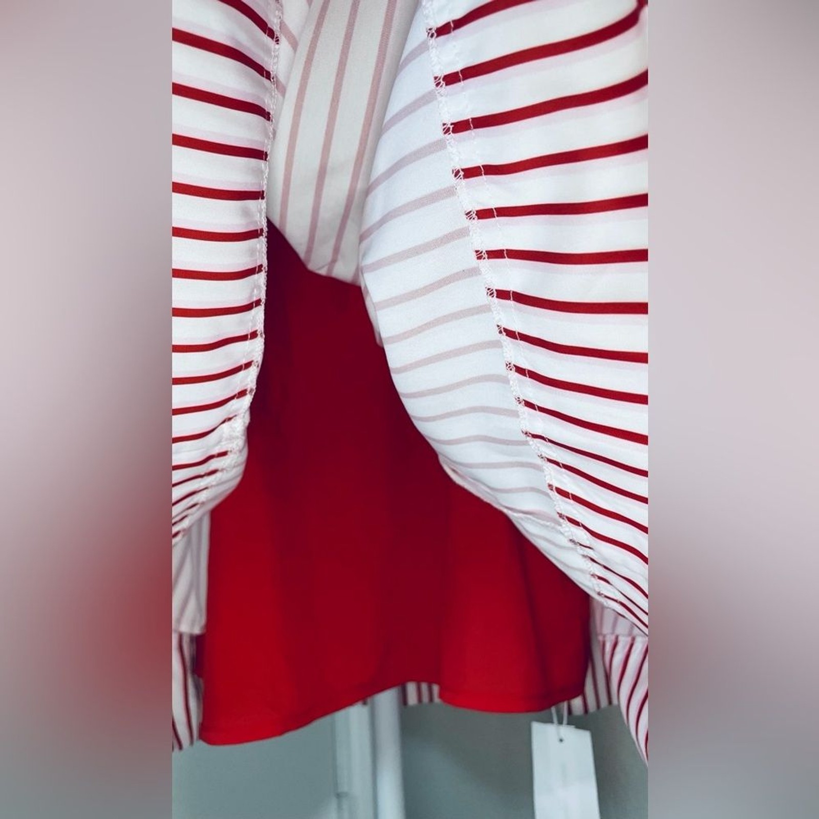 NWT FISOEW Red & White Striped Drop Waist Mini Dress Size S