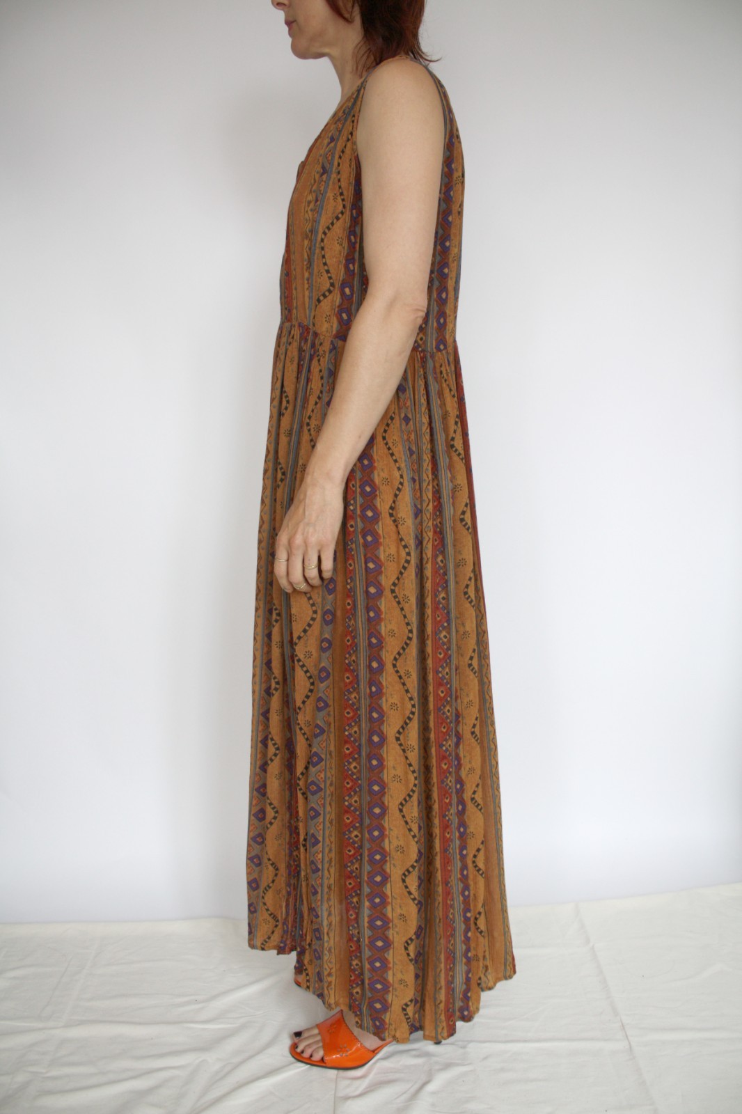 80s Rayon Printed SUmmer Dress Playful Abstract Colorful Lightweight Breathable