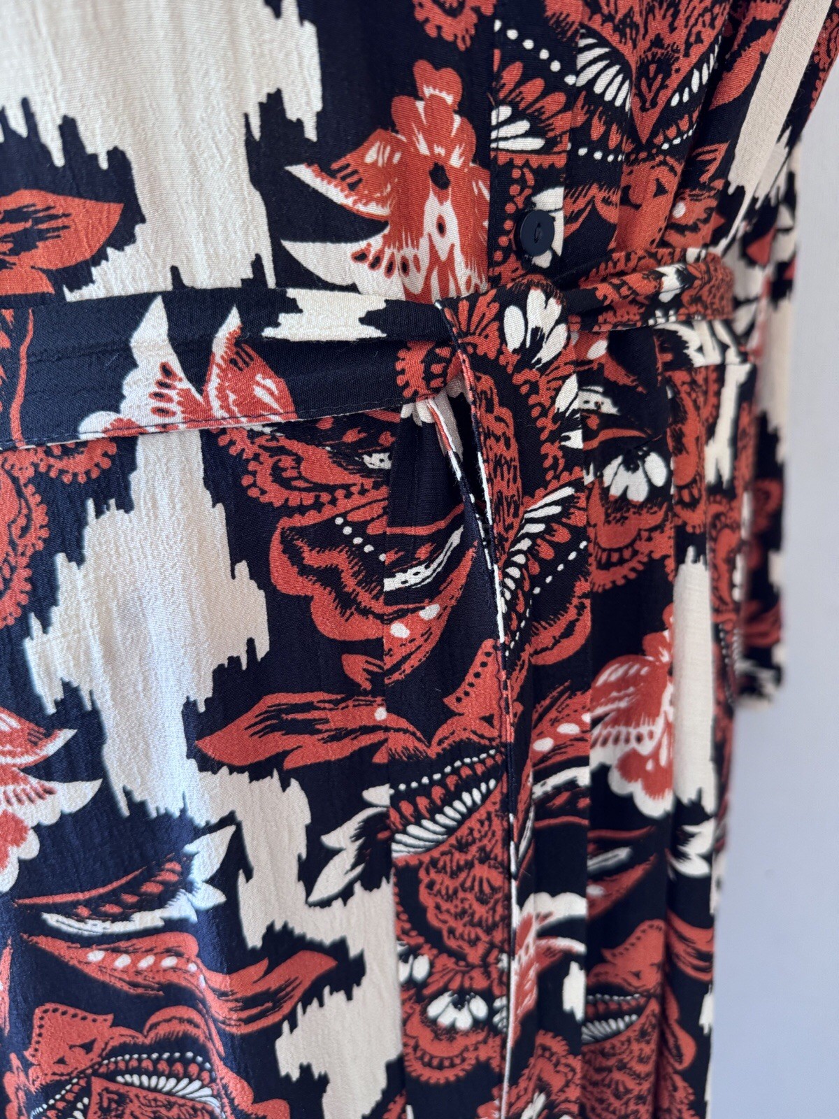 Full Length Patterned Long Sleeve Collared Shirt Dress From F&F Size 20