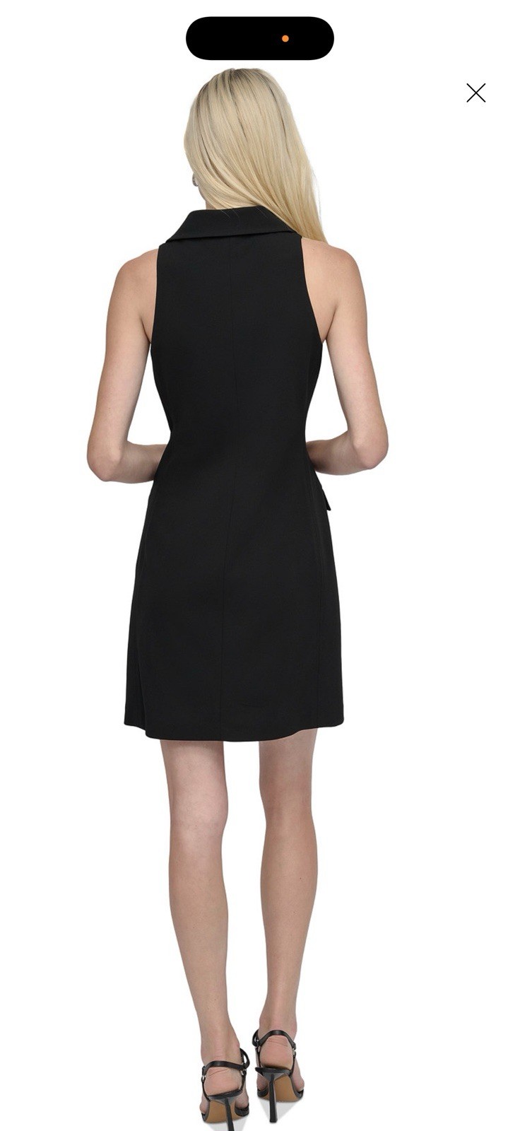 DKNY Black Collared Sleeveless Scuba Crepe Shirt Dress Petite Size 0P