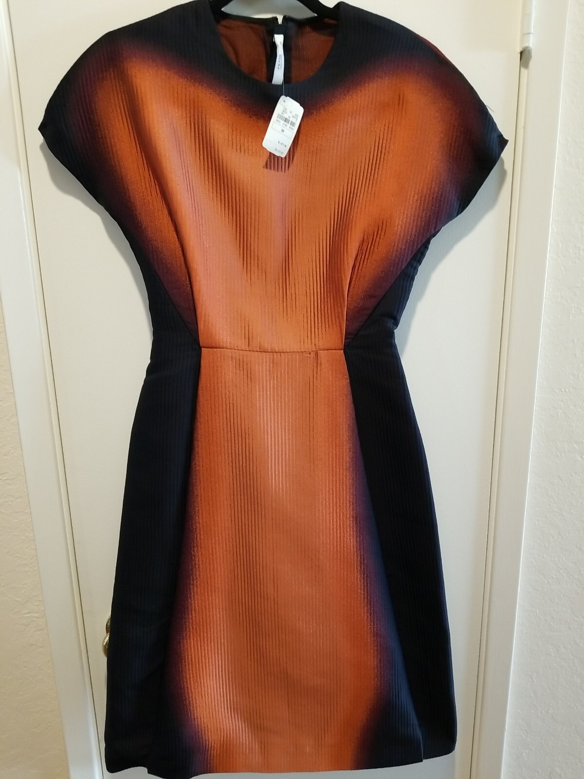 Vintage Prada Rust Orange and Black Silk Blend Shift Dress Italy Size 38 US 4/6