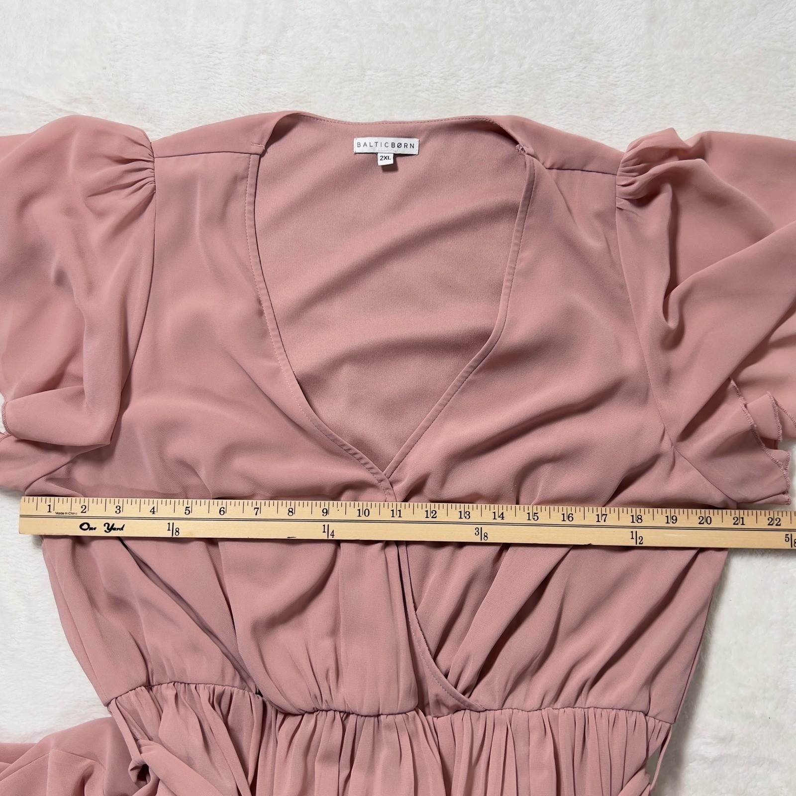 Baltic Born Kristina Maxi Dress Womens Sz 2XL Pink Flutter Sleeve Side Slit