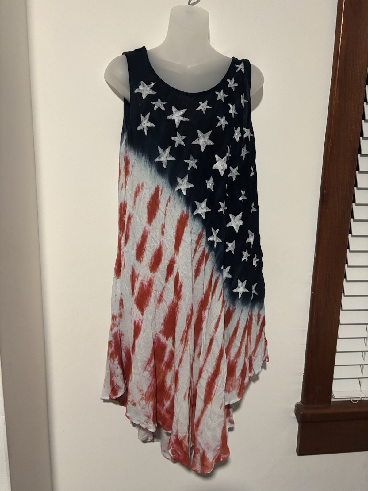 NWT American Flag Festival Dress One Size, 100% Rayon
