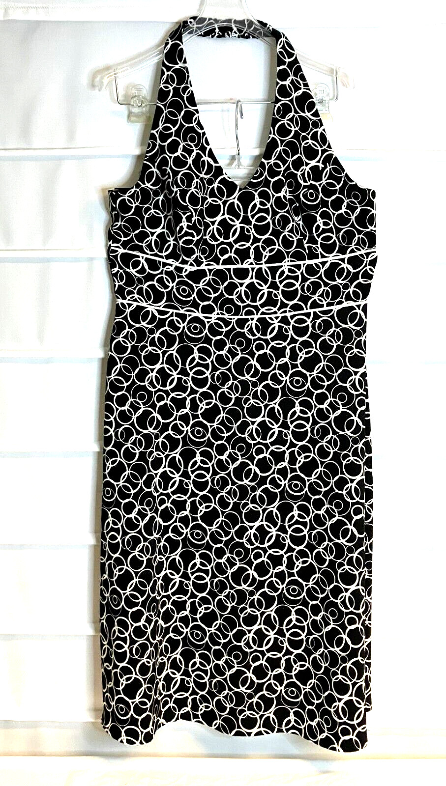 AB Studio Black & White Print Halter Style Dress Size 10 EC!