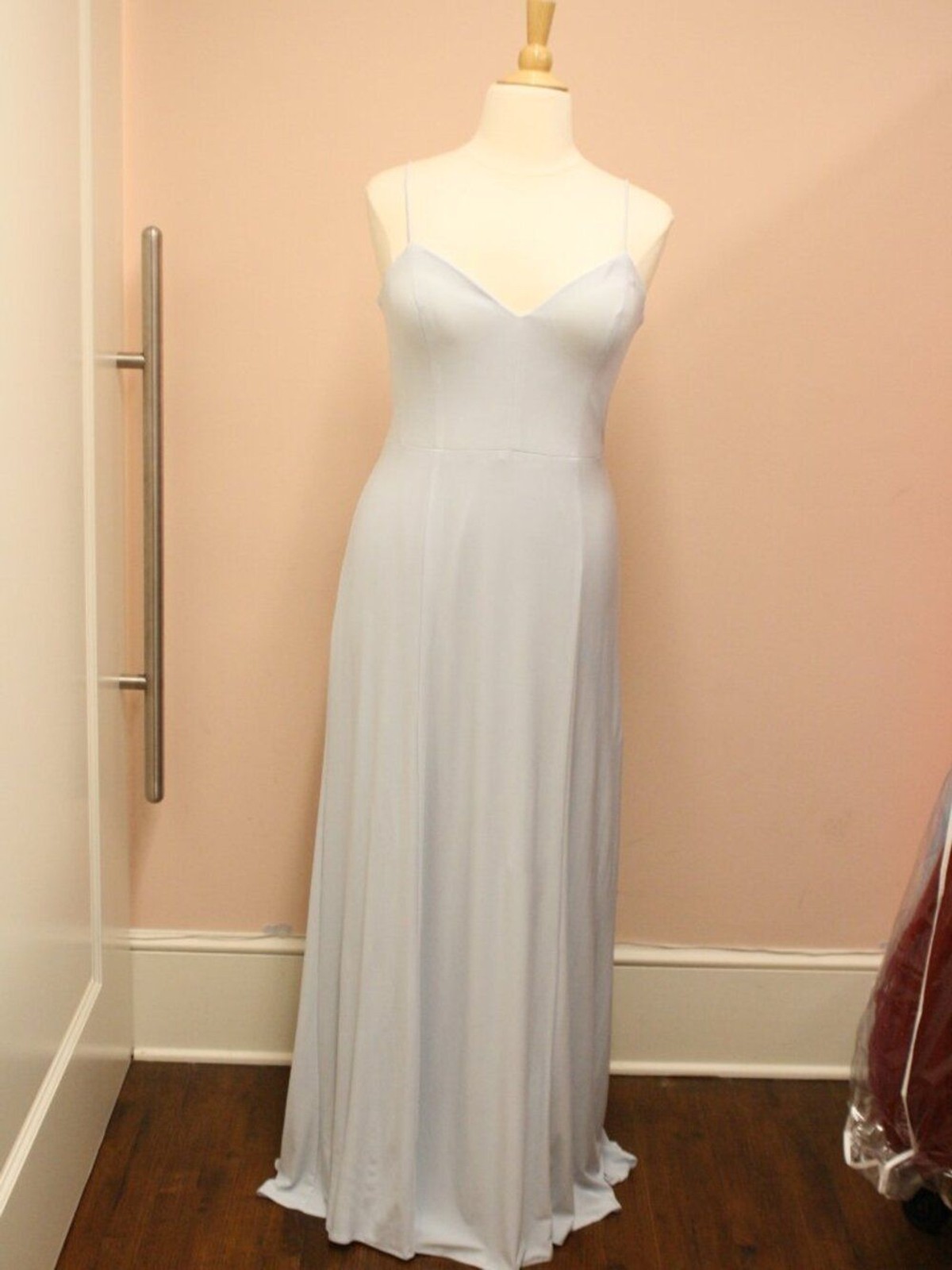 Long Formal Ice Blue Bridesmaid Dress. Comfortable Stretch Jersey Amsale Novelle