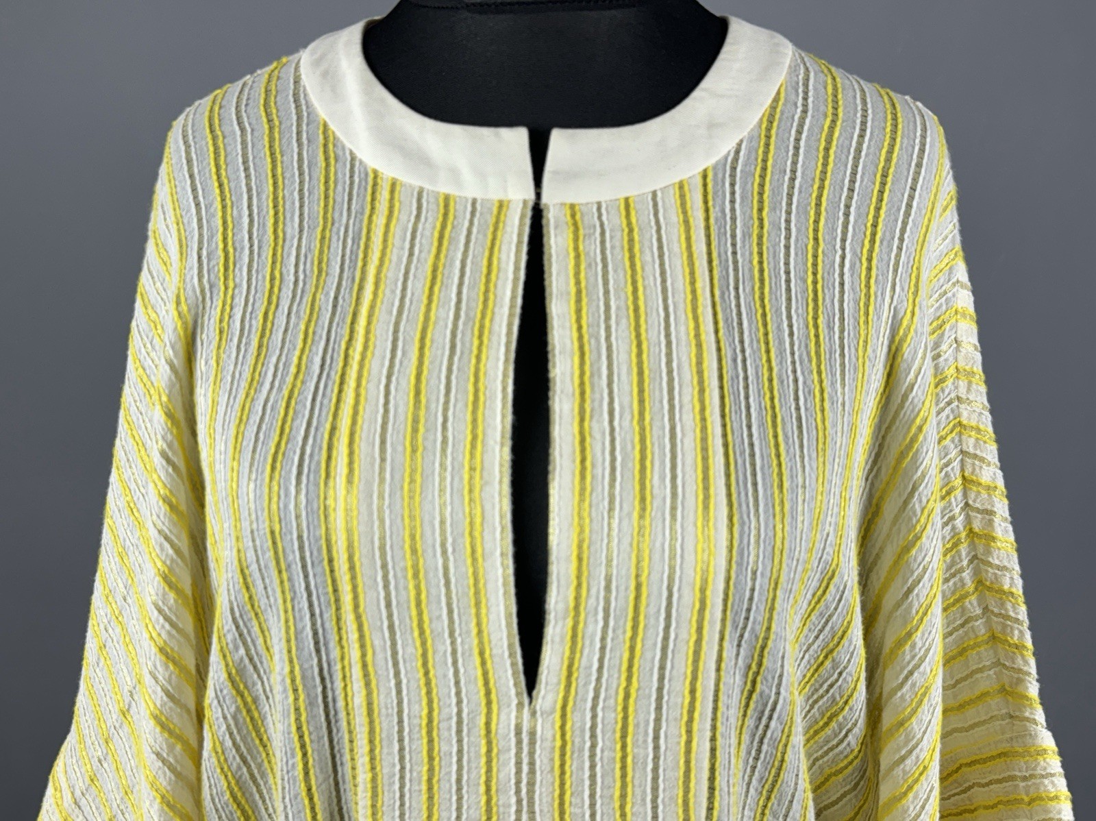 ZEUS DIONE Yellow Striped Oversize Kaftan Style Kimono Dress Size 44