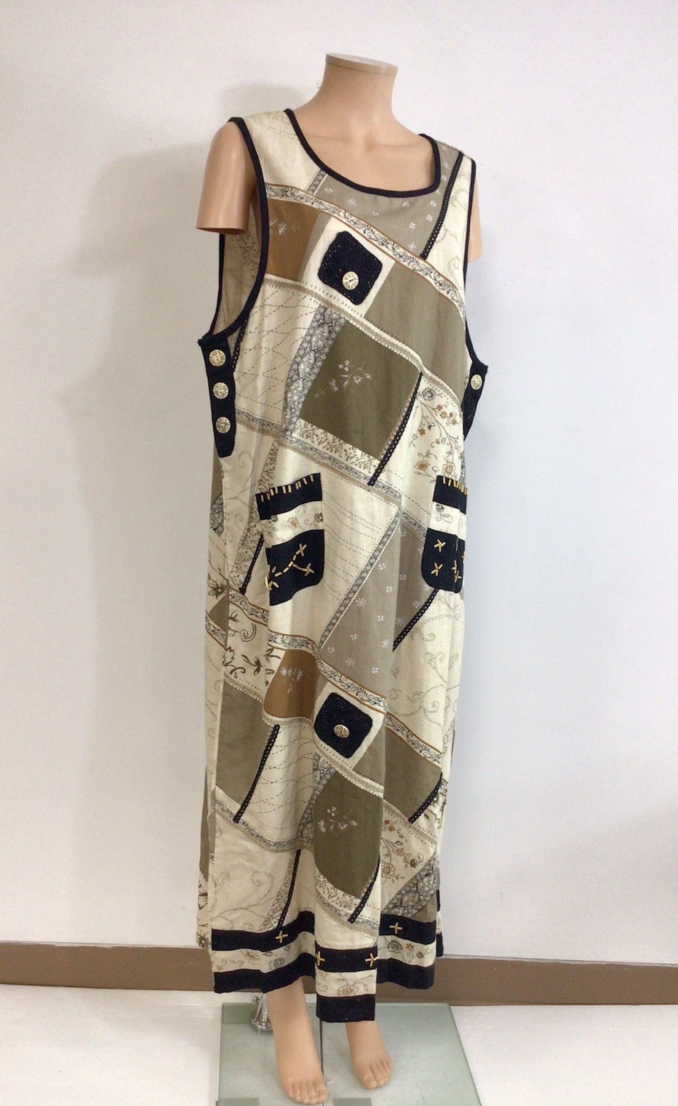 Fashion Bug Patchwork Maxi Dress Y2K Womens 20