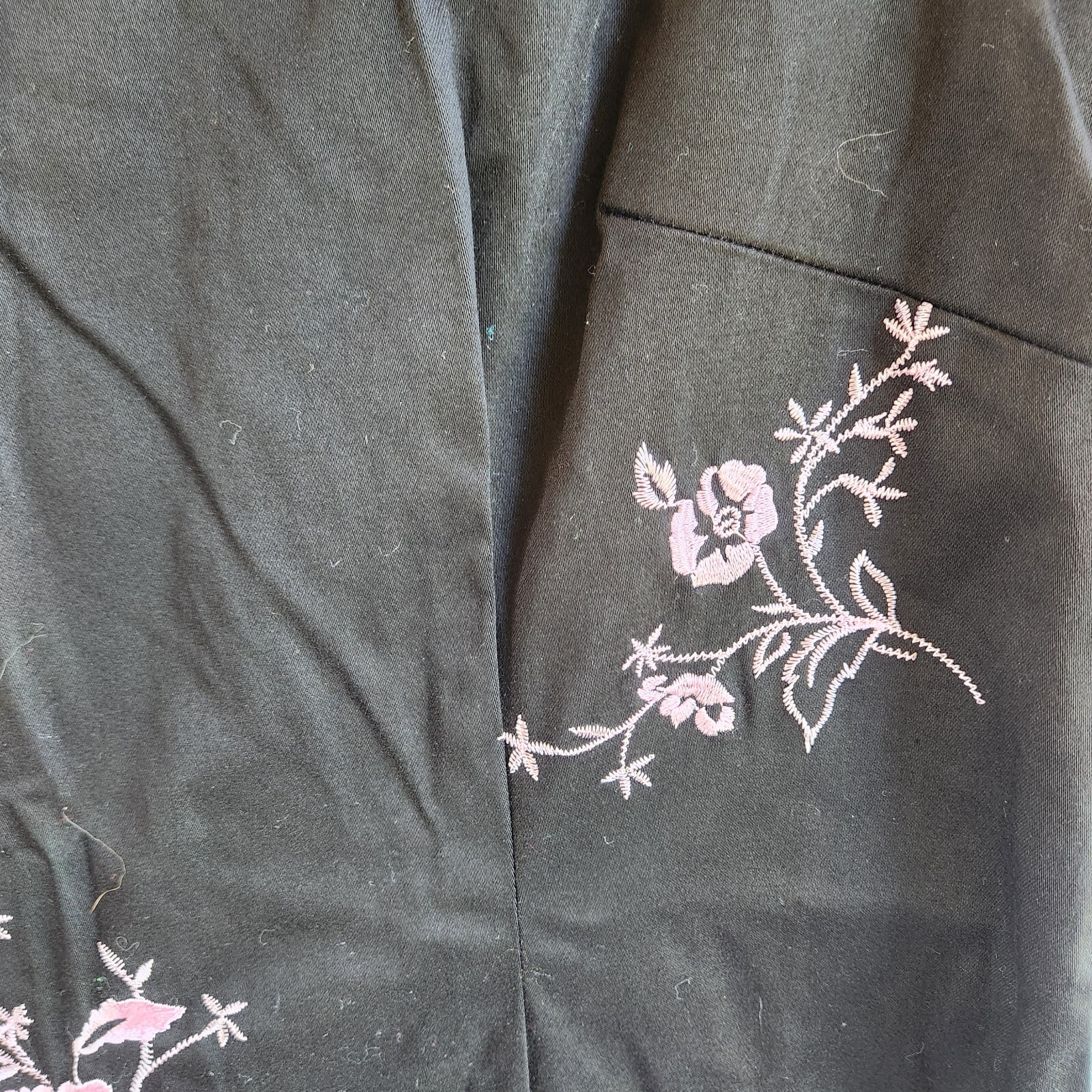 Sag Harbor Embroidered Dress Black & Pink Floral Asian Inspired Retro Sheath 12