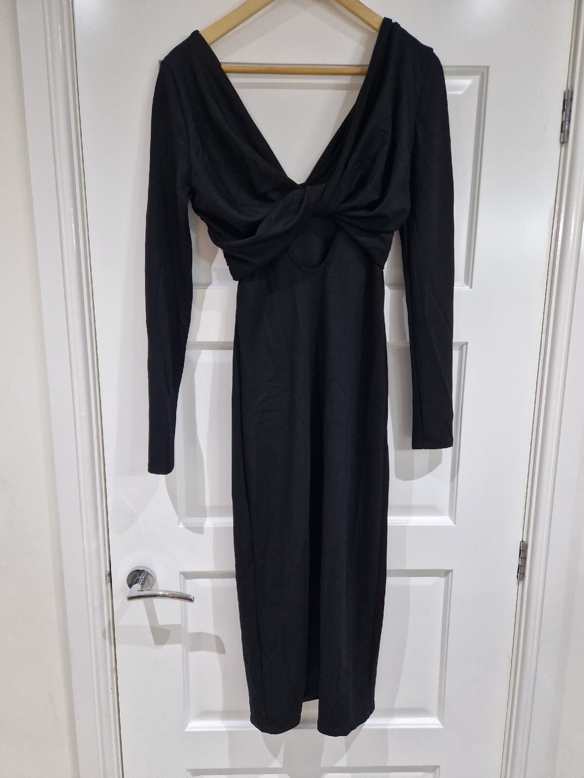 Anthropologie Twisted Front & Back Midi/Maxi Dress Size UK 8 Black New No Tags