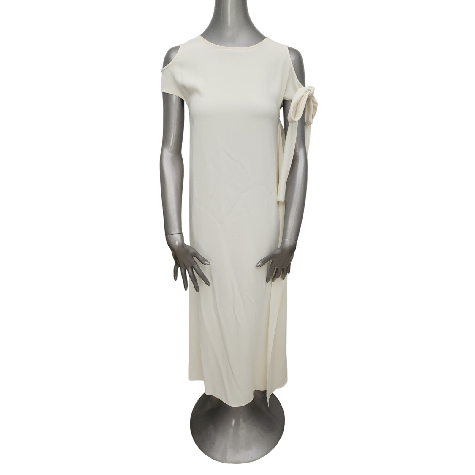 HELMUT LANG NWT Ivory Midi Dress Shoulder Tie Extra Small XS