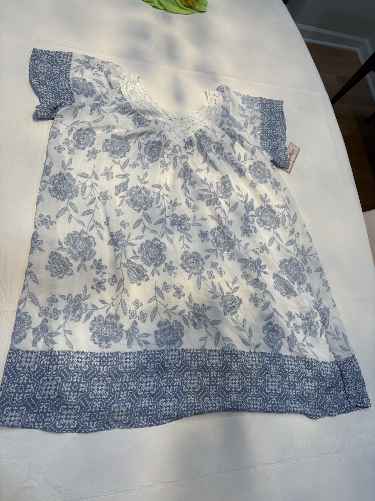 Indigo Rose 1X , NWT, Women Blue Dress Short Sleeve Double V-Neck , Lined