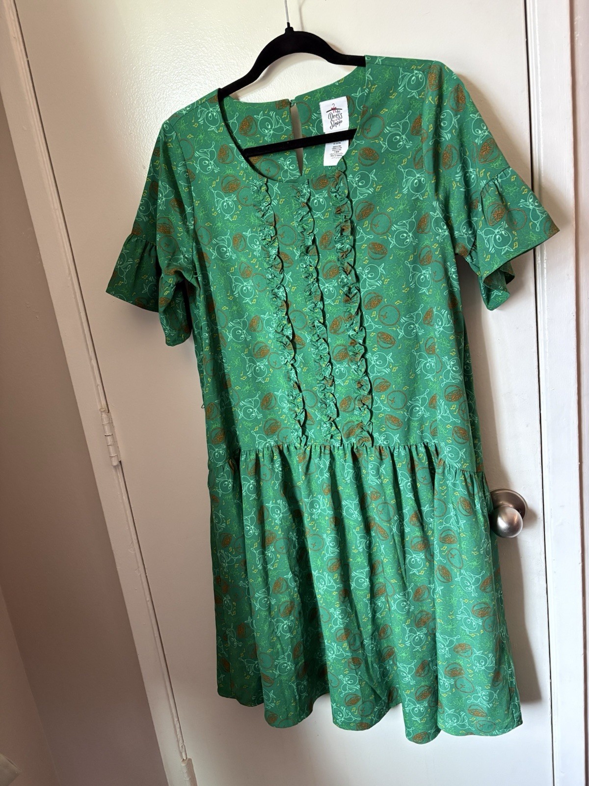 Disney The Dress Shop Orange Bird Dress Green Print Pockets (no Belt) Size S