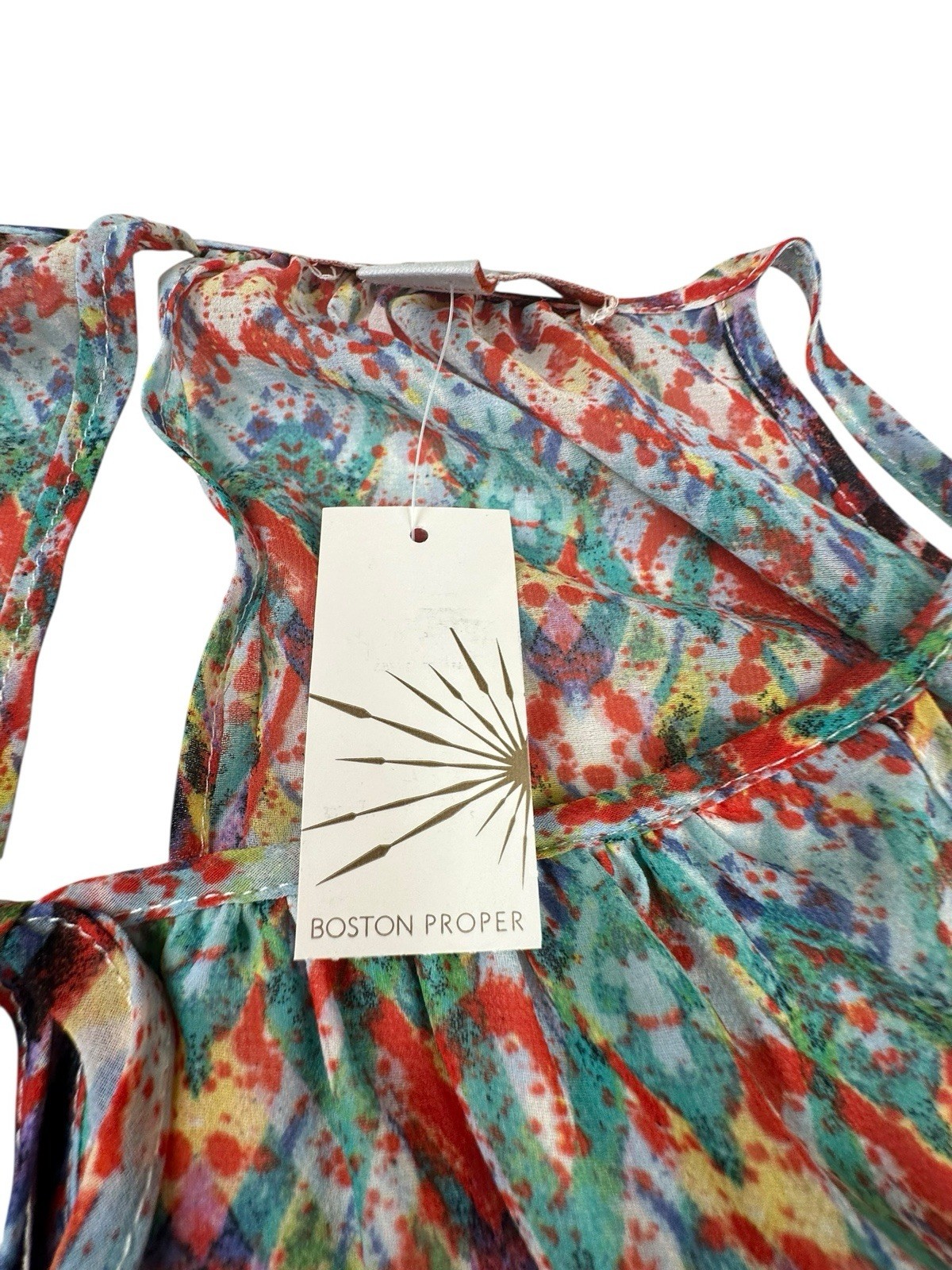 Presley Skye Multicolor Silk Sleeveless Blouson Dress Boho Resort Party Sz XL