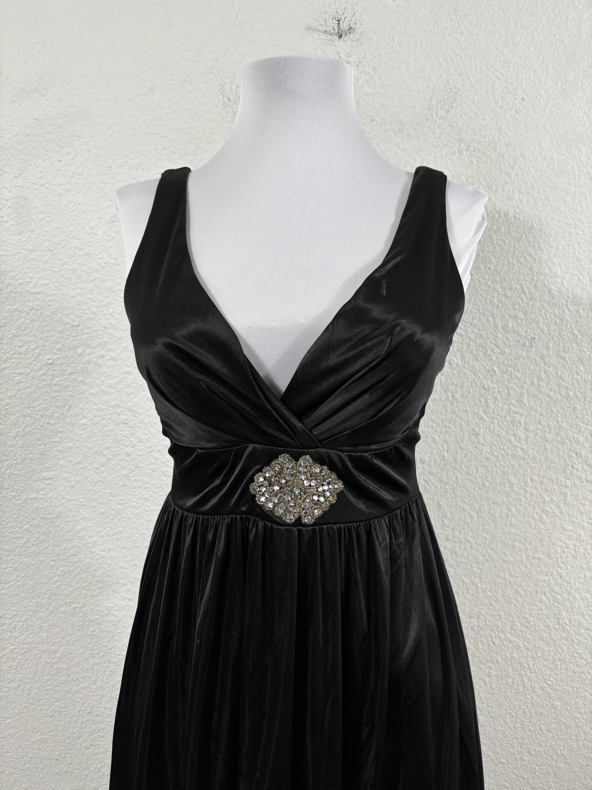 Ruby Rox Dress Womens Medium Black Beaded Empire Waist Rockabilly Party Made USA