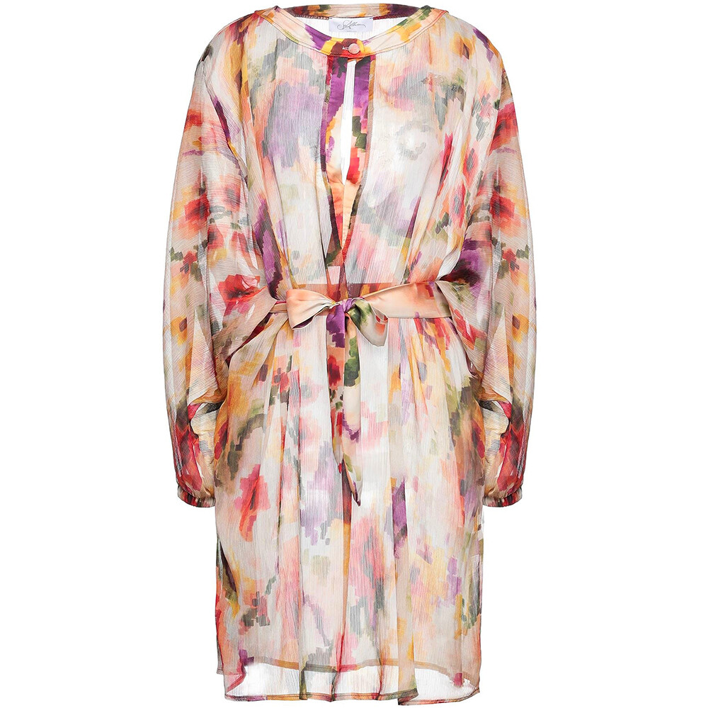 Kaftan Beach Dress Floral Sheer Belted Summer Dress Size 42 – RP £239.00