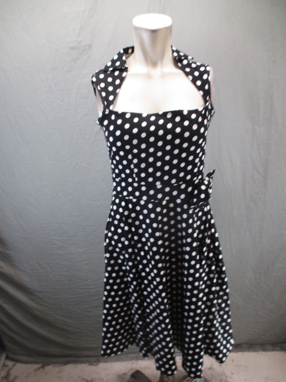 Artistic Taste Size M Womens Polka Dot Sleeveless Midi Retro Swing Dress 903