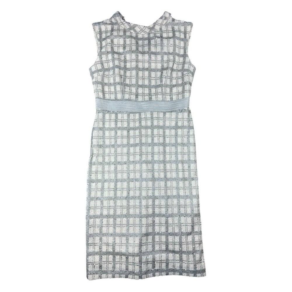 Eva Mendes New York & Co Metallic Grid Tweed Sheath Dress Women’s Size 10