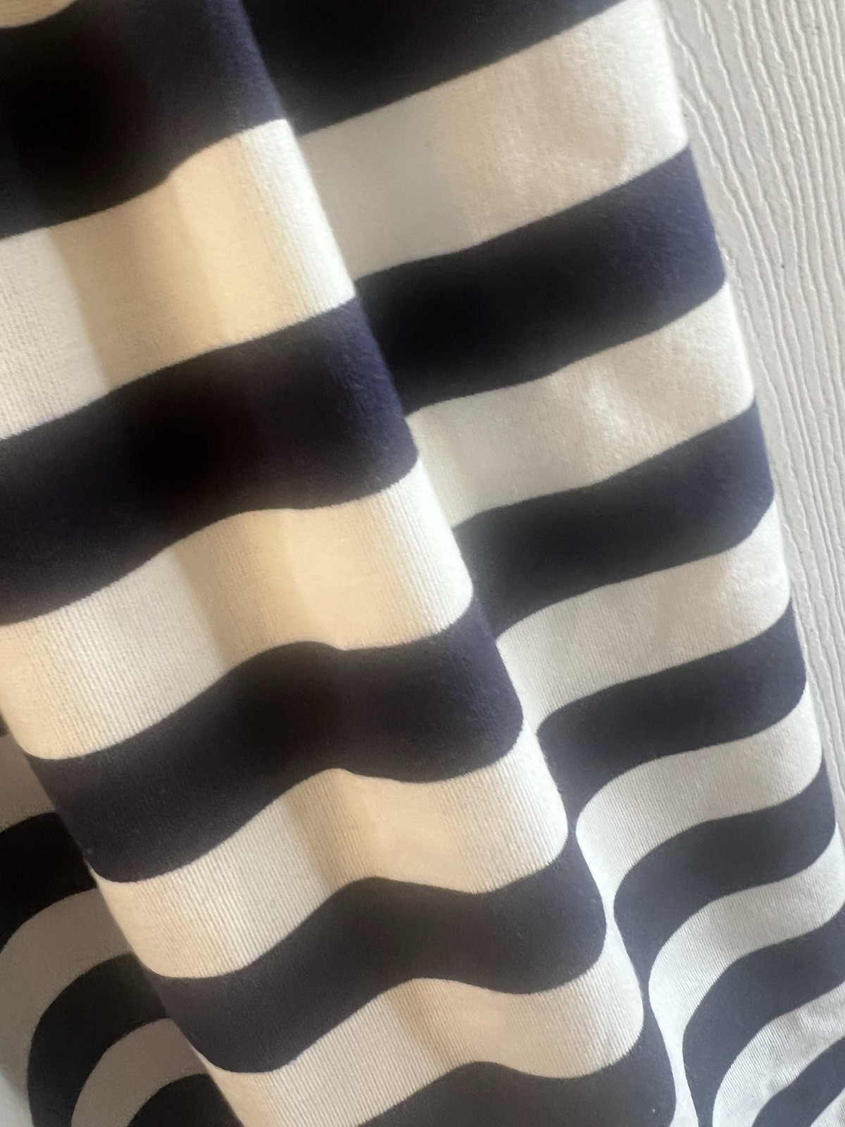 Betsey Johnson Navy/White Striped Fit & Flare Knee Boat Neck Knit Dress 10