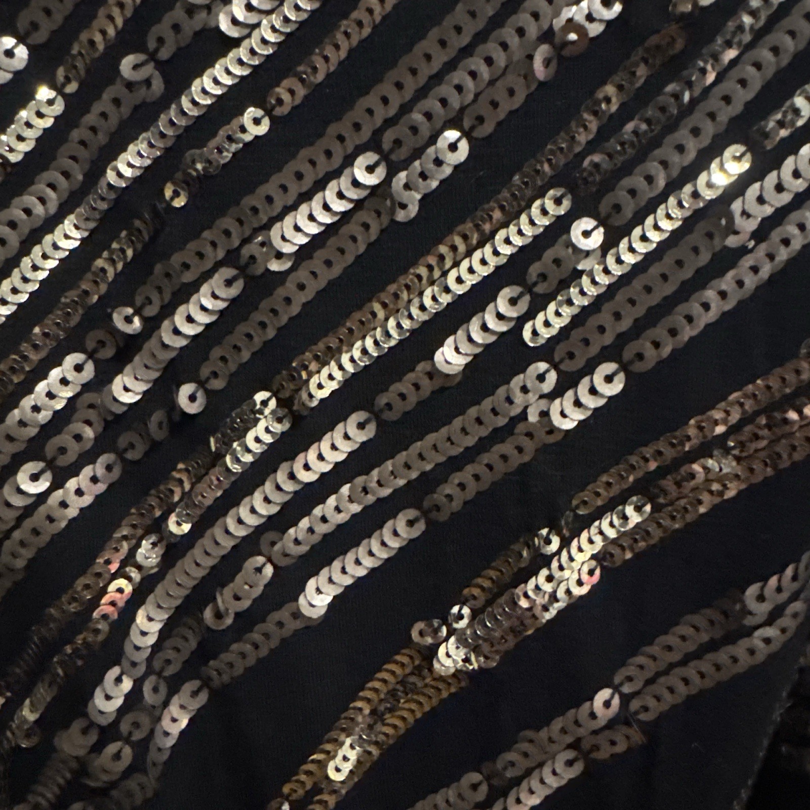 Express Black Gold Sequin Midi Dress Deep V Open Back Satin Belt Size Small