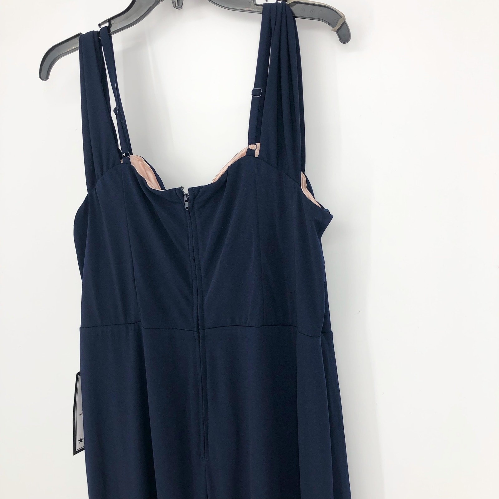 CITY STUDIO Trendy Off-The-Shoulder Slit Gown 16W Navy Blue Rose Pink NWT