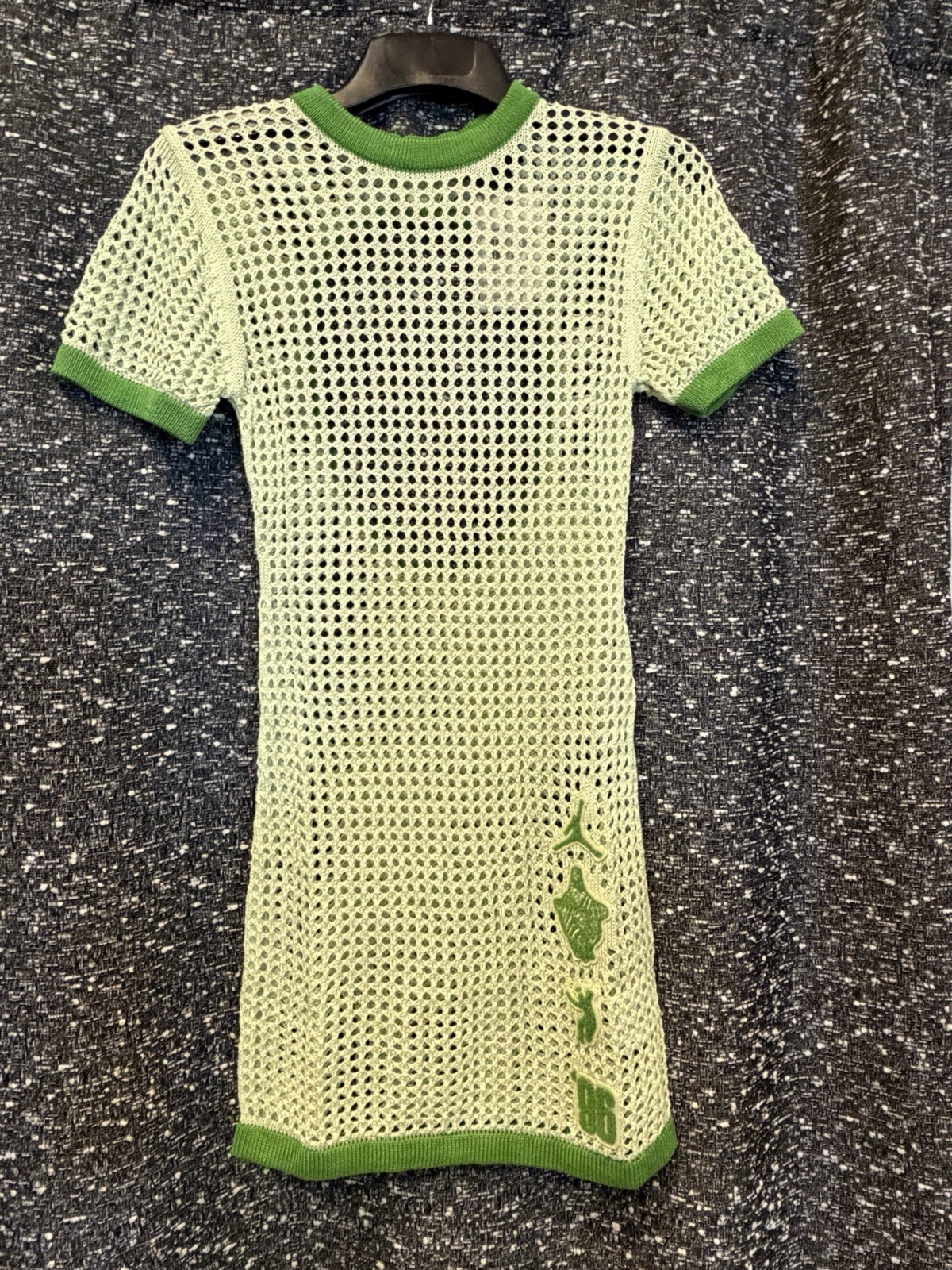 Jordan x Union Green Crochet Mini Dress XS Embroidered Mesh Logo FD4254-303