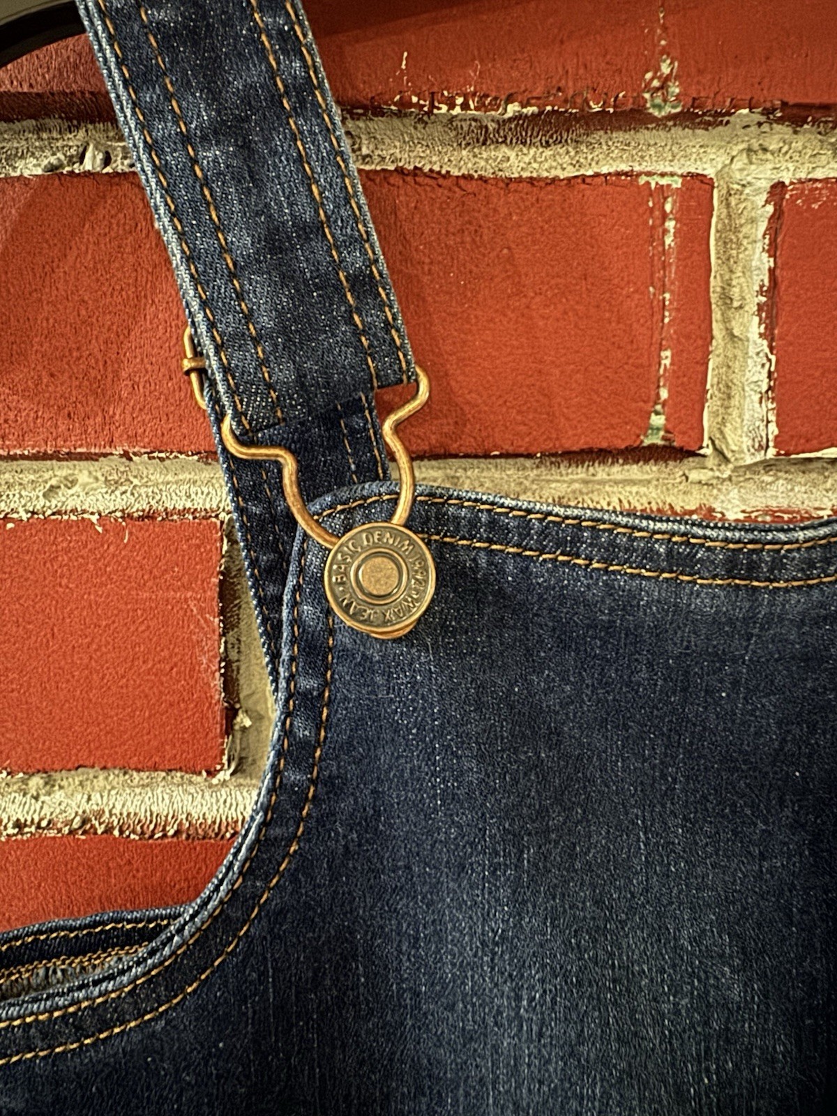Wax Jean Basic Denim Dark Blue Button Front Overall Dress Sz Small Y2K Style