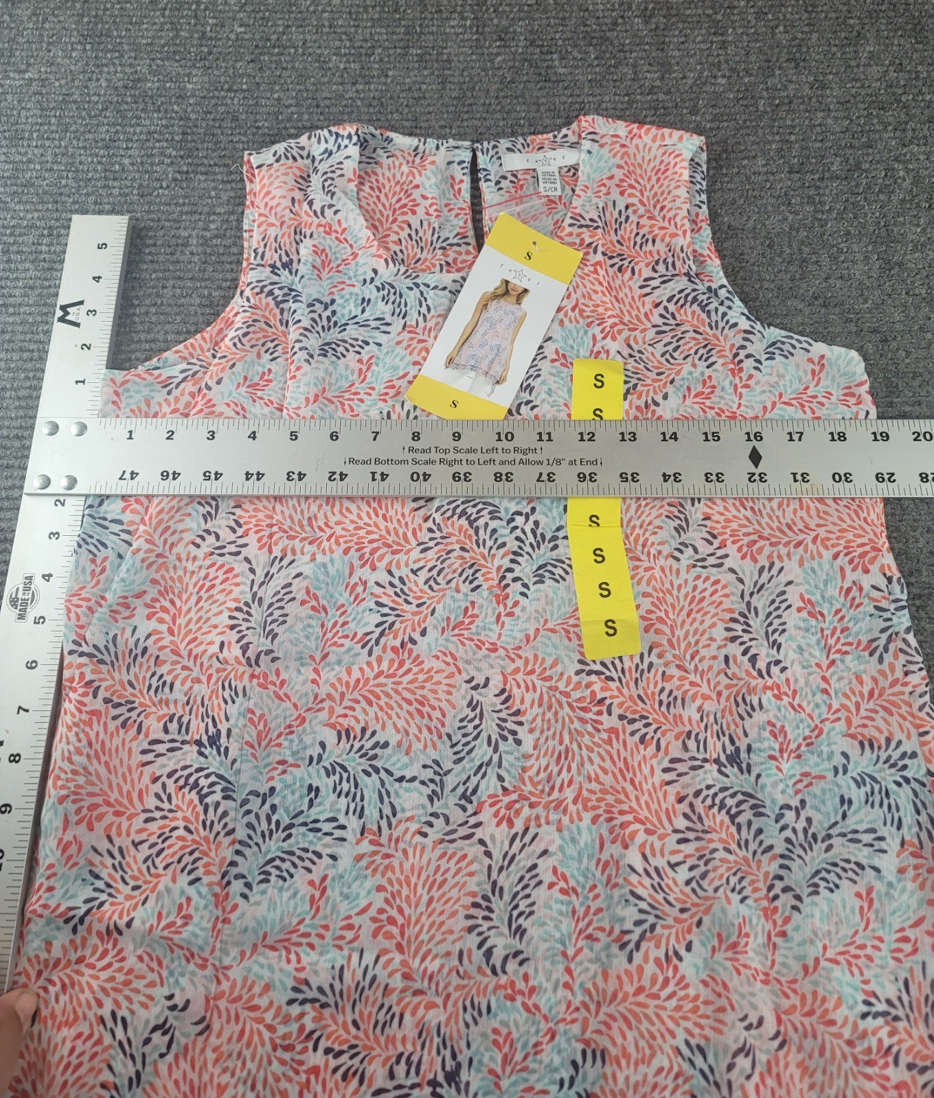 Fever White Orange Blue Petal Print Chiffon Sleeveless Layered Dress Size S