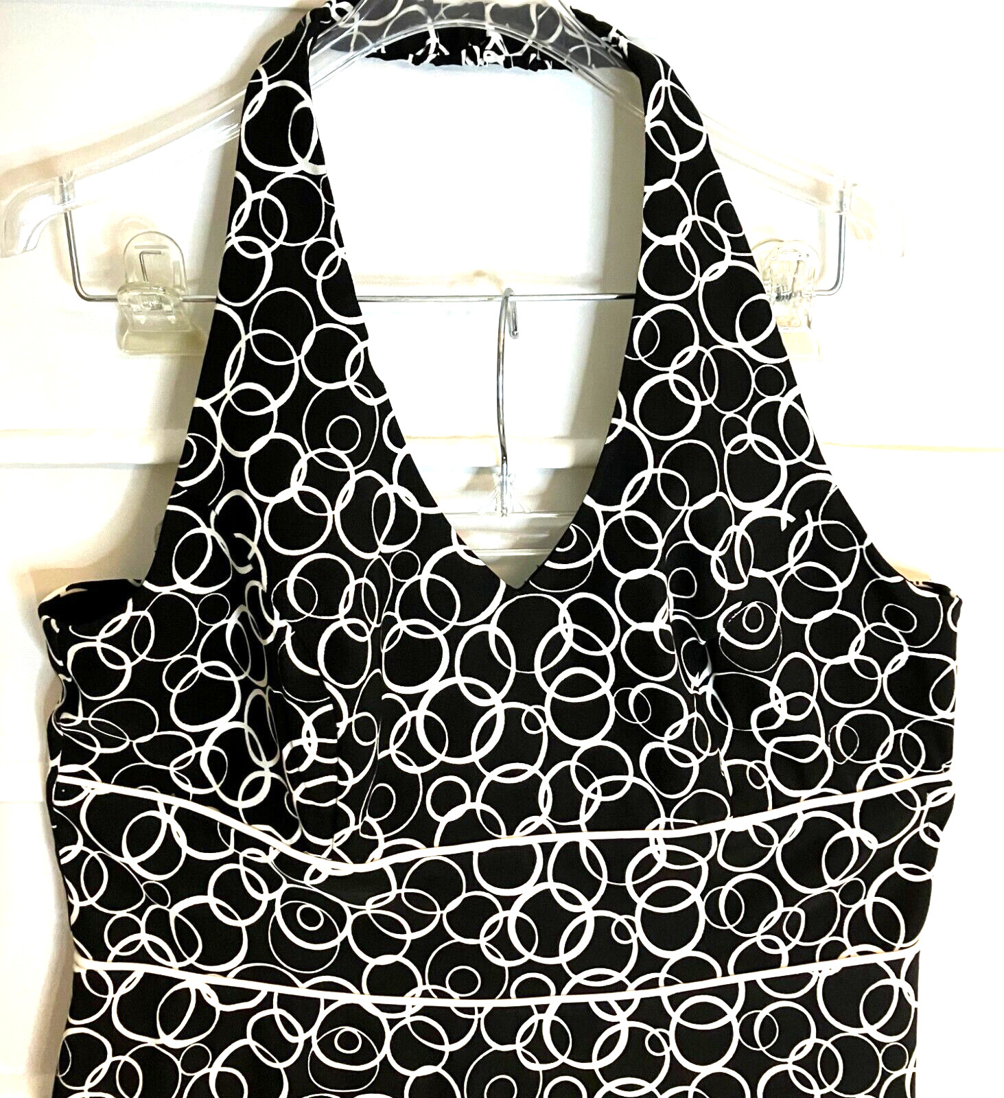 AB Studio Black & White Print Halter Style Dress Size 10 EC!