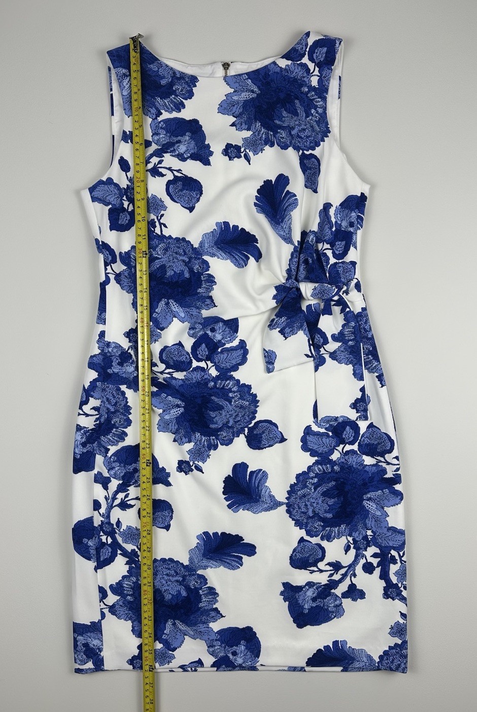 Tommy Hilfiger Floral Sheath Dress Size 4 NWT Blue White Side Tie Stretch