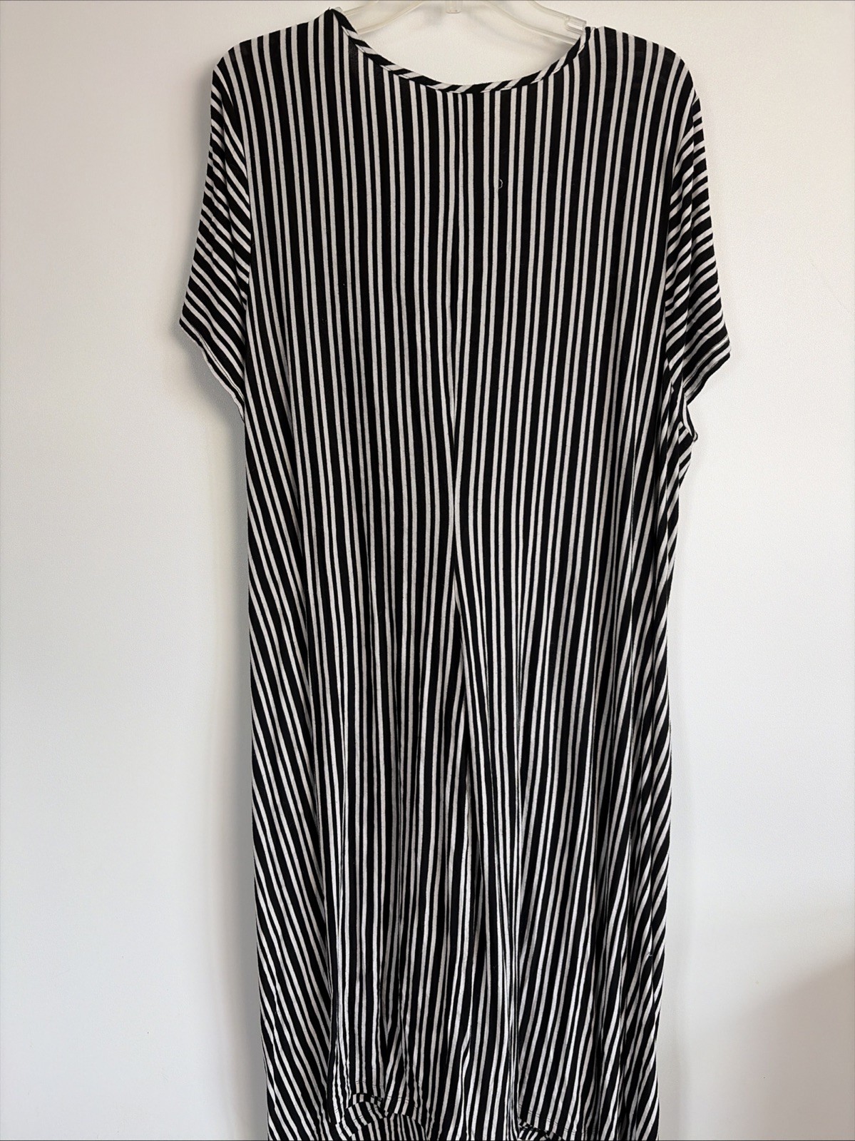 Lane Bryant Sz 26/28 Black & White Striped Stretch Tie Front Dress Classic City