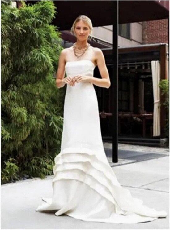 Nicole Miller Julenna Tafetta Gown Dress Sz 16 NWT $1600 Antique White
