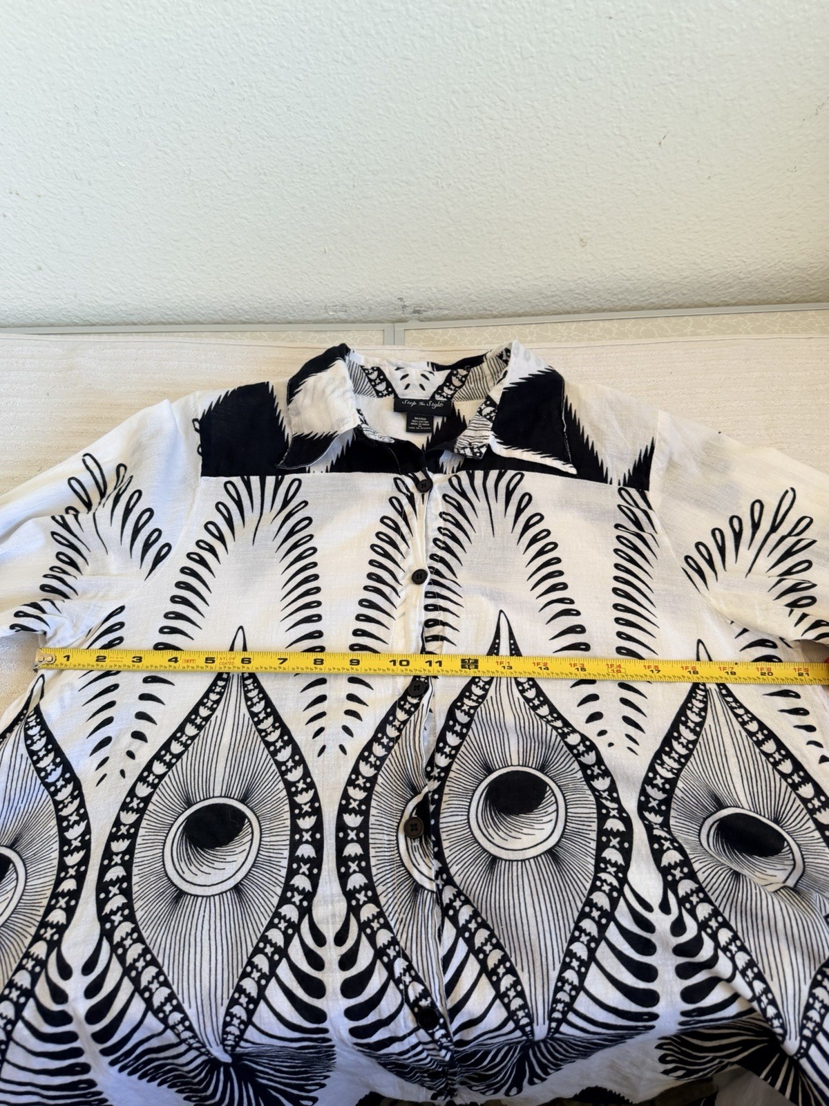 Step In Style 1X Black White Button Front Shirt Dress Cotton Boho Midi