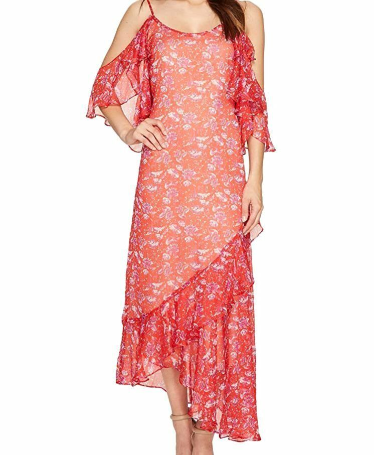$228 Adelyn Rae Womens Red Kaileen Woven Printed Frill A-Line Slip Dress Size XS