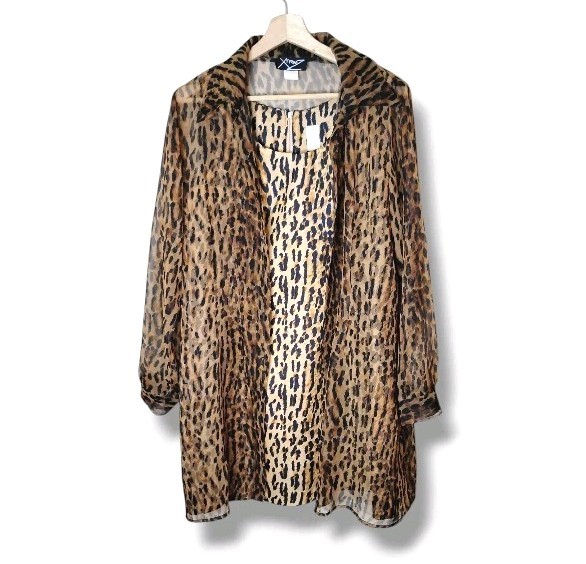 Xtrmz Vintage Leopard Print Mobwife Party Dress & Matching Sheer Top Size 11/12