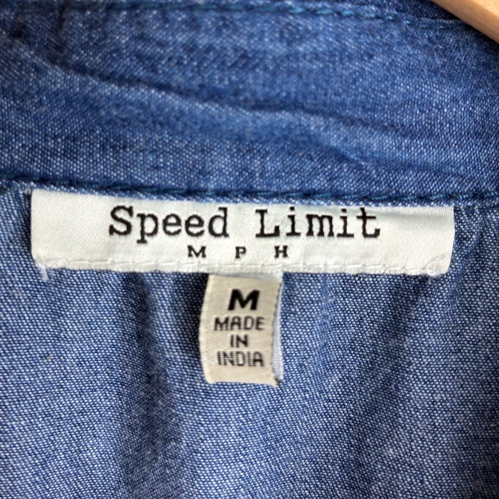 Speed Limit Medium Chambray Tiered Shirt Dress Blue 100% Cotton Roll Tab Sleeve