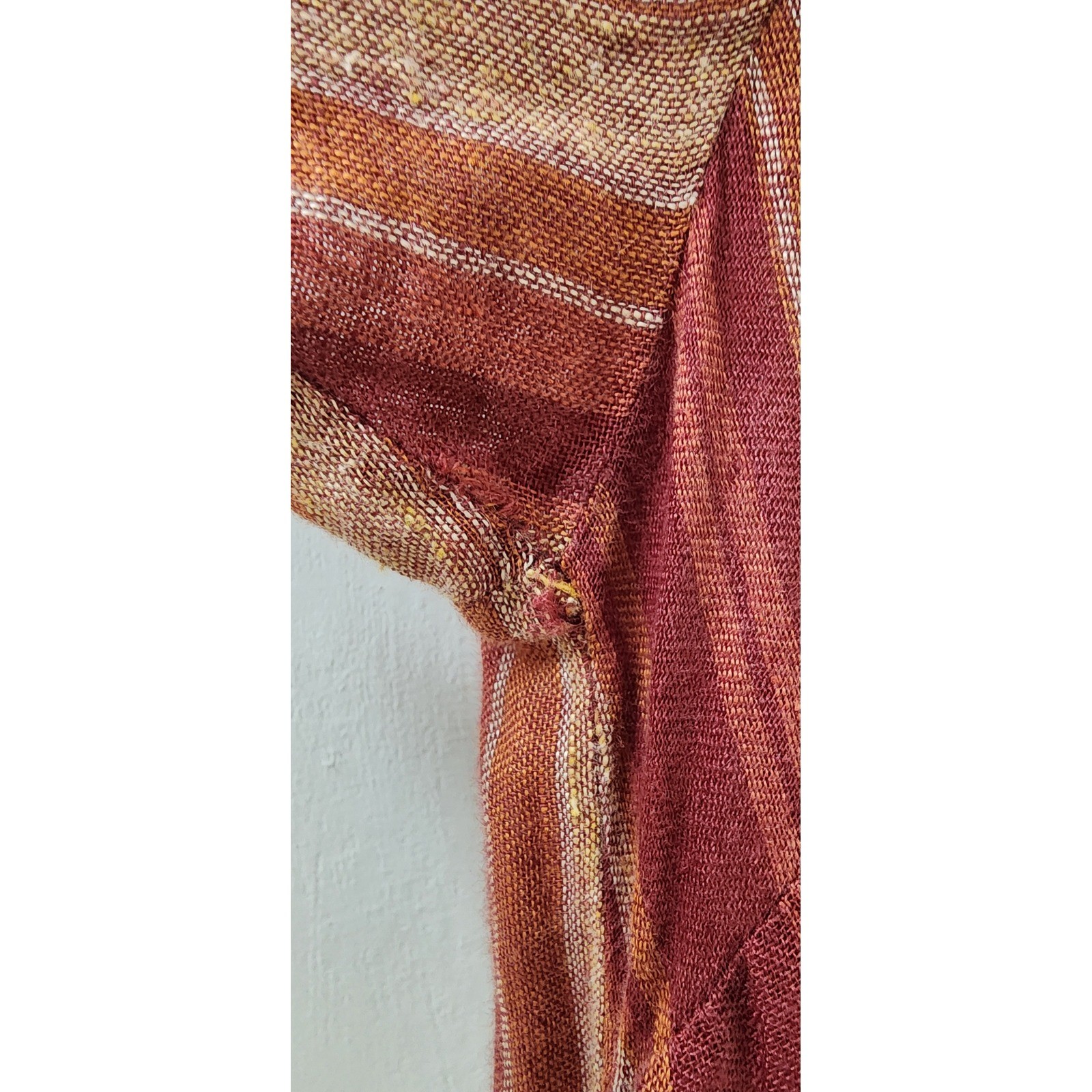 Silky Red Striped Mandarin Collar Tunic Dress Womens Size 46 Midi Side Slits