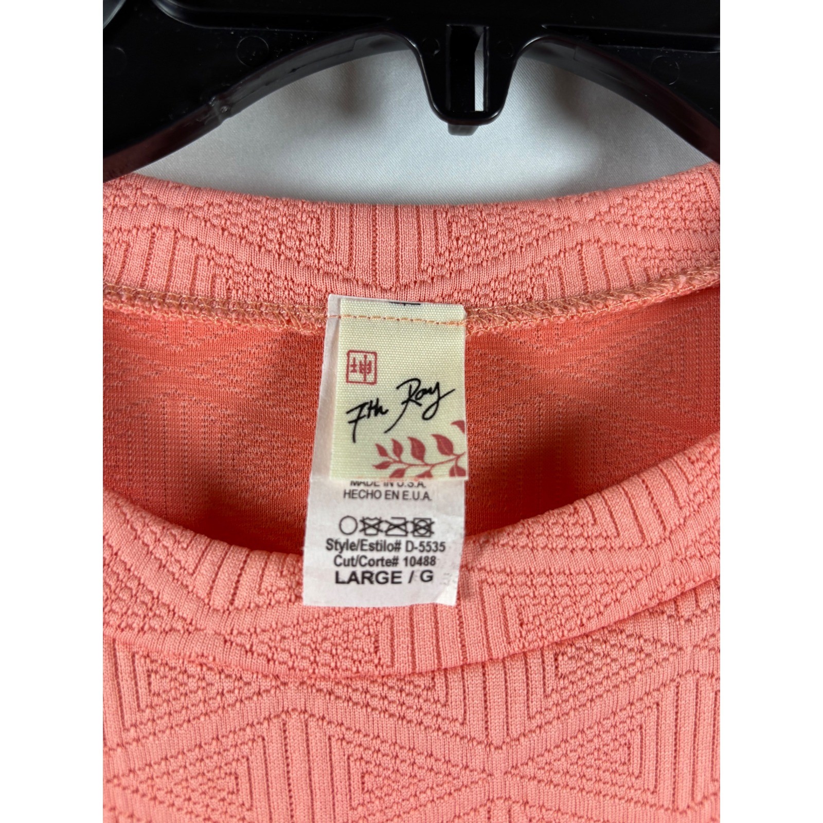 7th Ray Coral Pink Geometric Jacquard Ruffle Sleeve Shift Dress Womens Large