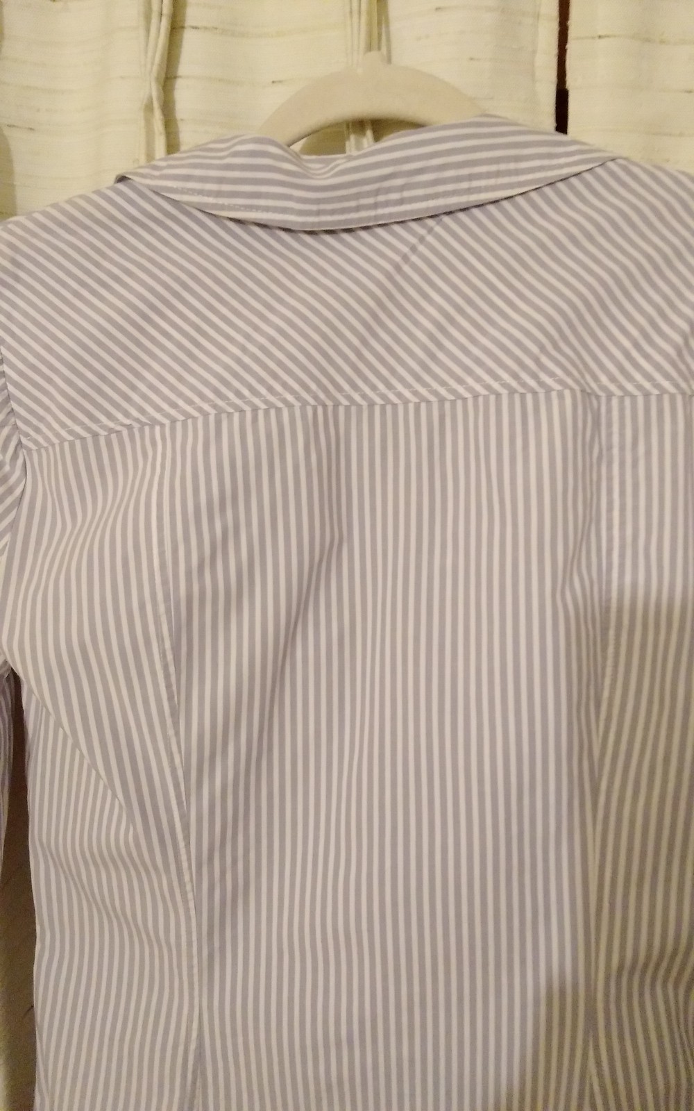 Free People Center Gathered Bell Sleeve Striped Shirt Dress Blue Med