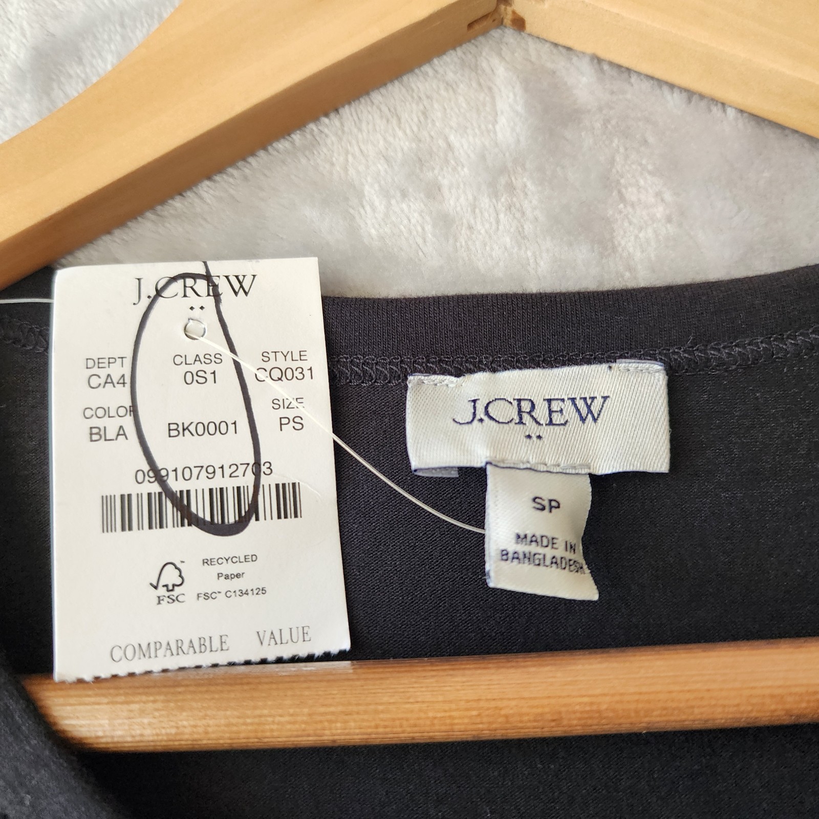 J.Crew Dress Womens Size Small Petite Black Pockets Short Sleeve Knit Top SP NWT