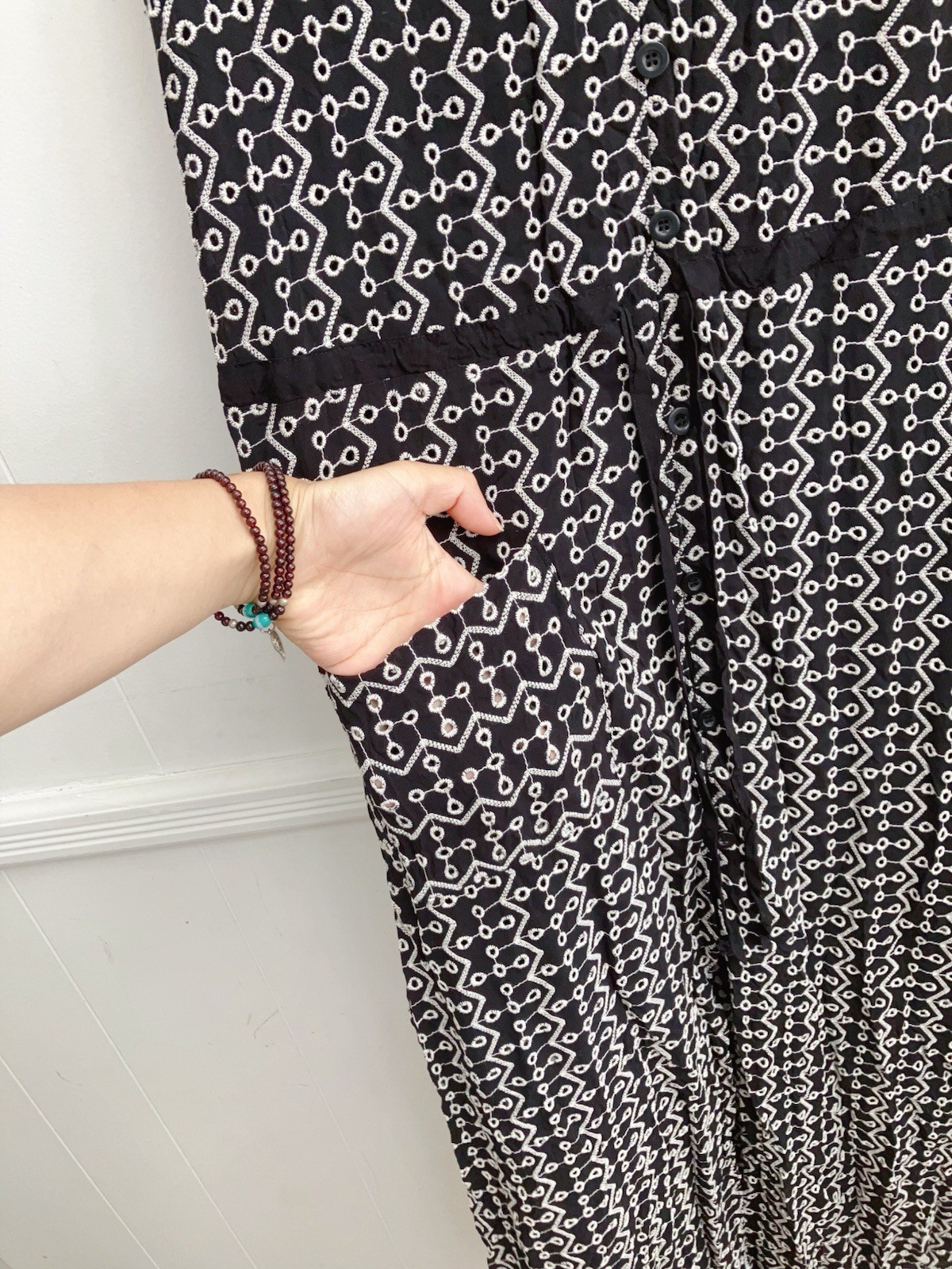 I.Code by IKKS Boho Maxi Dress Embroidered Side Slit Resort Vacation
