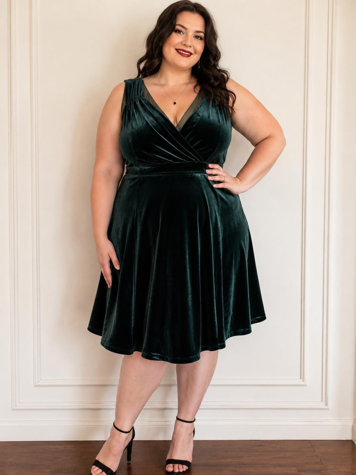 Grace Karin Emerald Green Velvet Dress 1X Dark Romantic Cottage Gothic