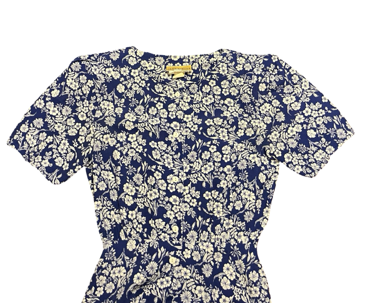 🔥 VINTAGE Jane Singer Floral Button Dress, Petite 2 GUC ! 🔥