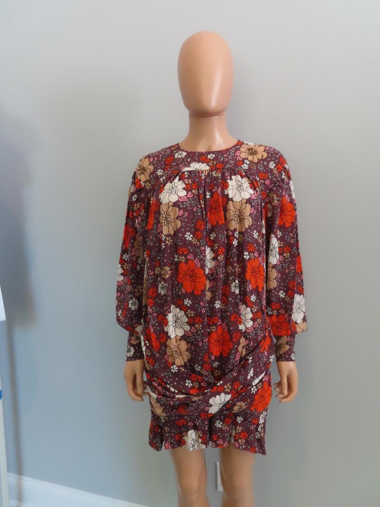 Magda Butrym Brown/Muticolor Floral/Crystal Detail Twist Front Dress F 38/US 6