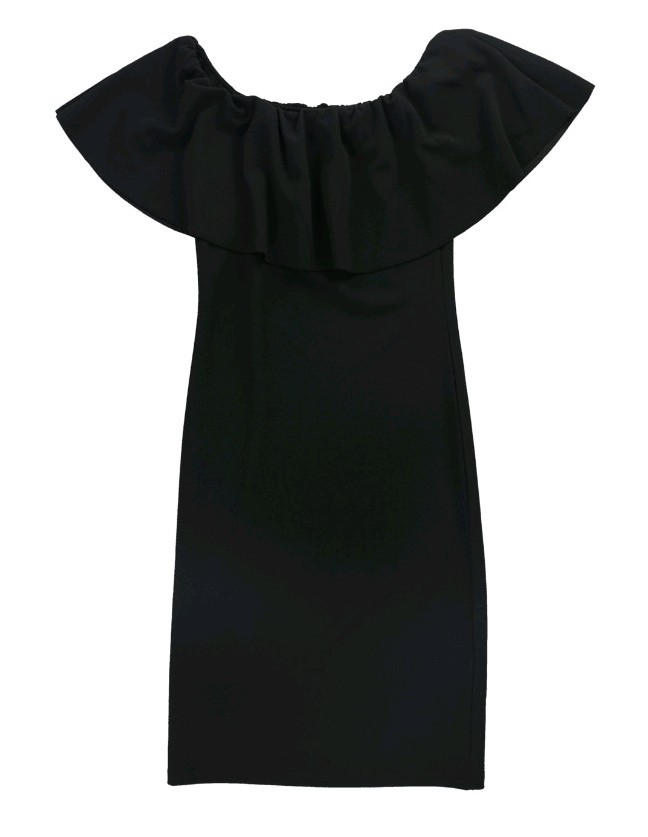 Don’t You Dare Womens Solid Off-Shoulder Dress, Black, Large