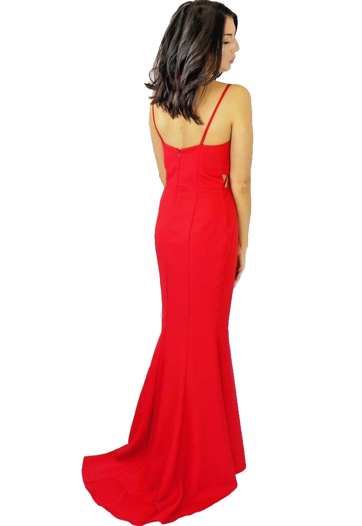 JARLO ‘Ashley’ ~ Black Double Harness Strap Cut Out Fishtail Gown L 10 NEW $168