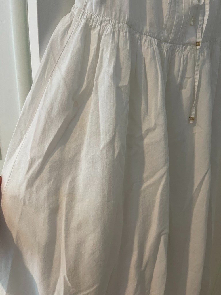 Celine Dress Hedi Slimane White Cotton Lace Small Eyelit Sz 38 Womens