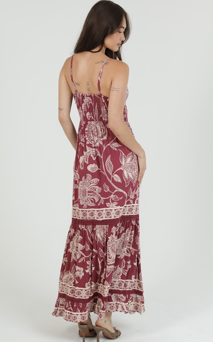 Angie Chocolate Brown V Neck Twist Cut Out Front Maxi Dress F4F50-A990