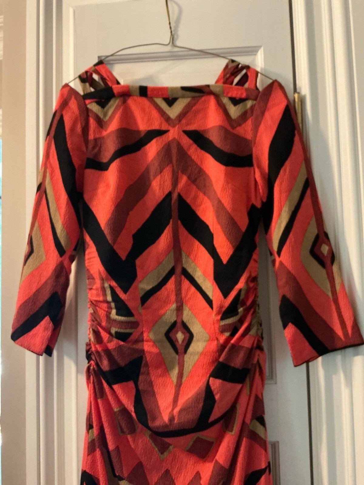 Tracey Reese Size 2 Silk Blend Geometric Ruched Sheath Cocktail Dress Y2K style