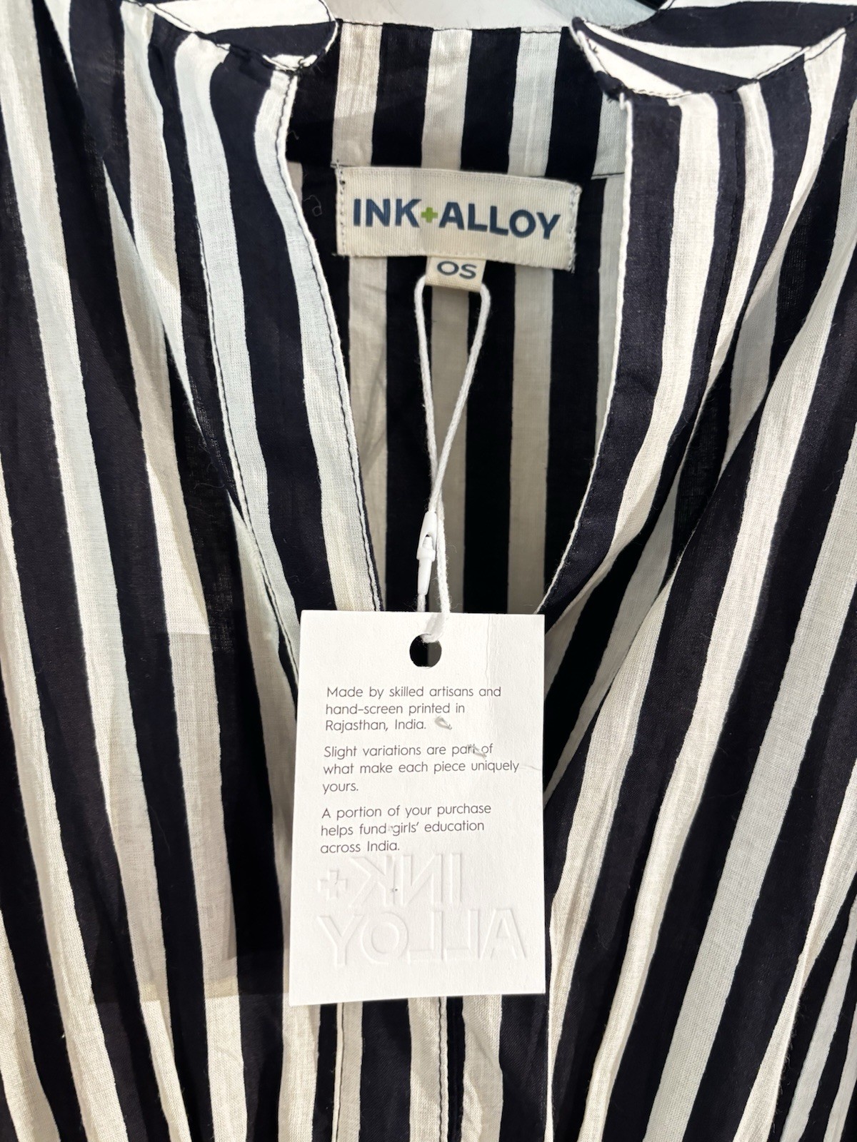Ink+Alloy Margot Striped Kaftan Black and Cream One Size